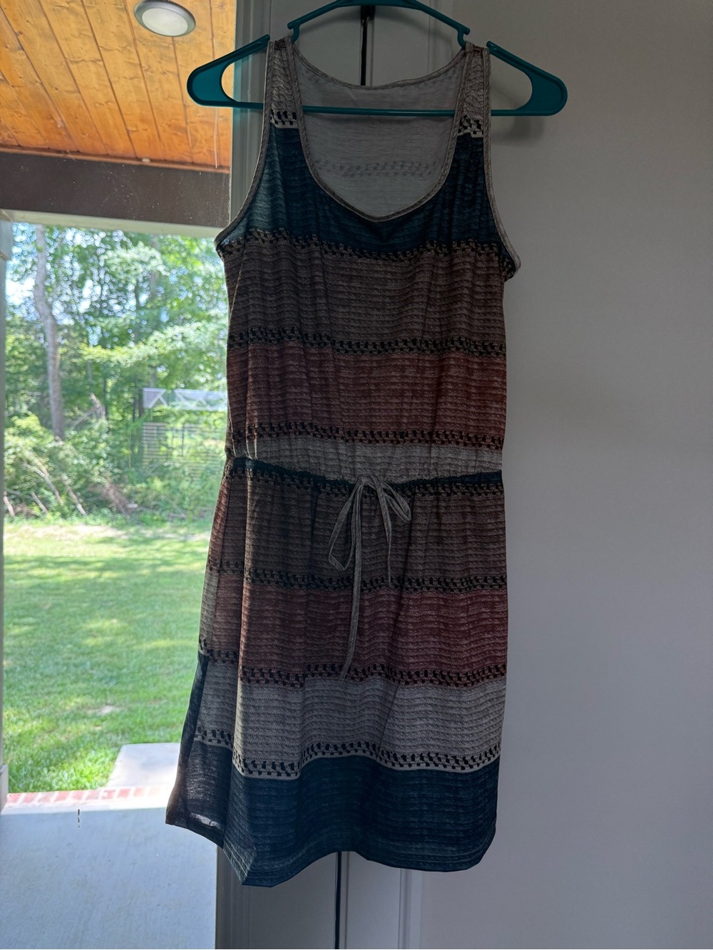 SHEIN Striped Knit Tank Dress in Blue, Gray, and Pink